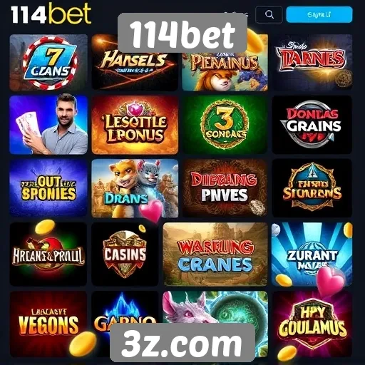 Variedade de jogos disponíveis na plataforma 114bet